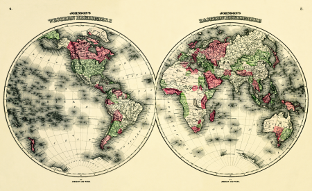 Antique-World-Map-Eastern-Western-Hemispheres1876-long-goodbye